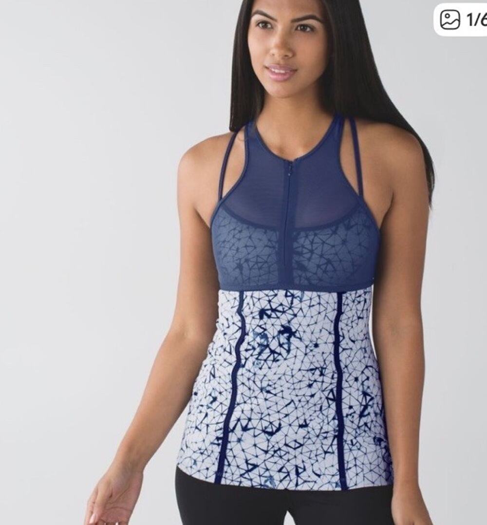 Lululemon Tank Top Pedal Pace Size 6 Star Crushed Silver Fox Deep Navy